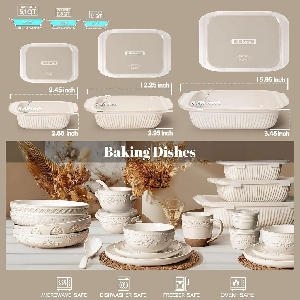 Casserole Dishes For Oven, Ceramic Dish, Large Lasagna Pan With Handles, Pan Casserole Dish, Rectangular Bakeware