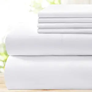 Hotel Luxury Bed Sheets Set 6 Piece(Full, White) - Super Soft 1800 Thread Count 100% Microfiber Sheets with Deep