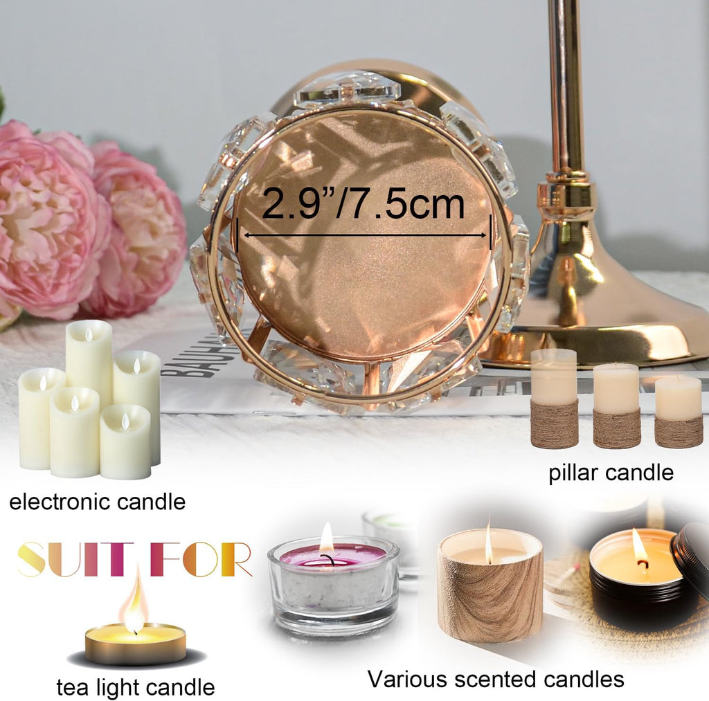 Set of 3 Cup Crystal Tealight Candle Holders, Centerpieces for Table Wedding Centerpieces Crystal Decorative Tealight