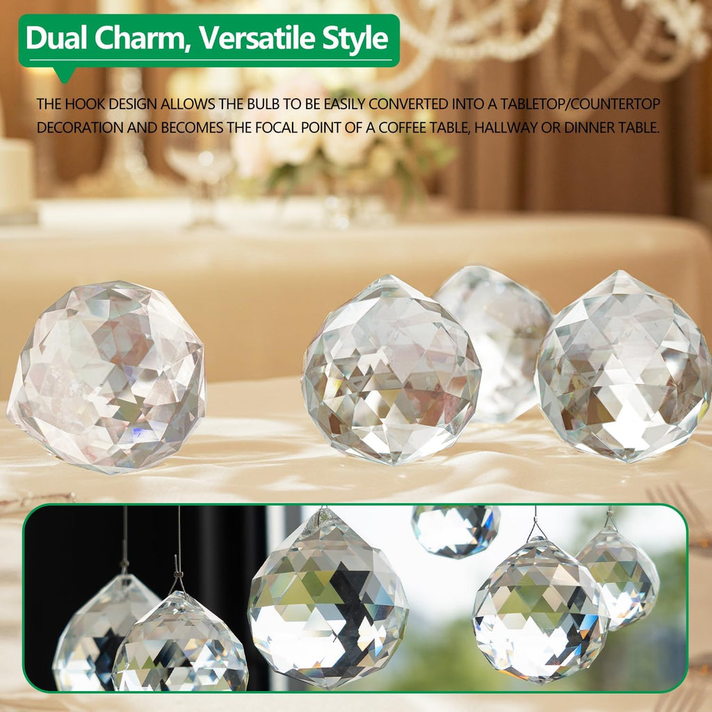 Crystal Prism 10PCS 1.6" Crystal Ball Prism K9 Hanging Suncatchers - Precision Faceted Cuts Brilliant Rainbow Effects