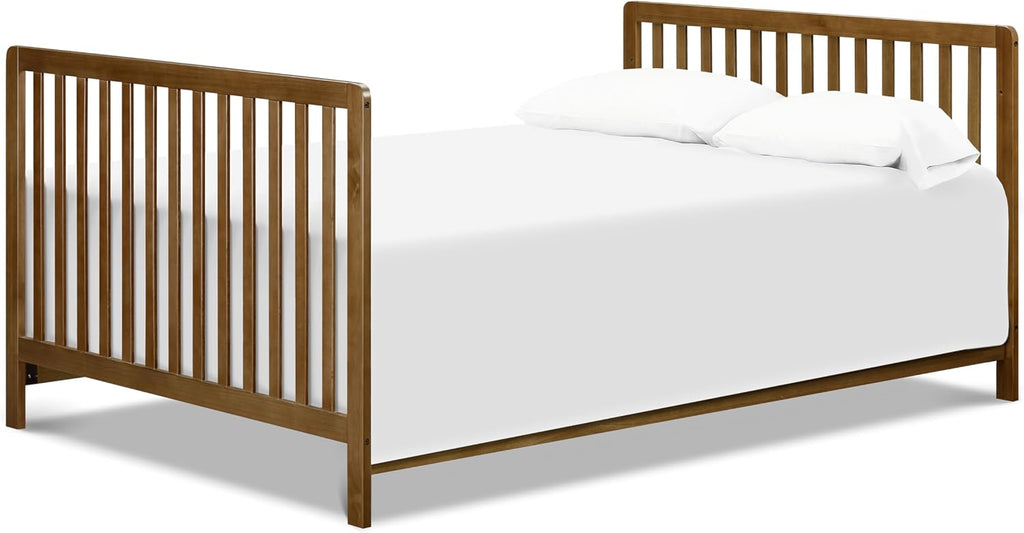 Low-Profile 4-in-1 Baby Crib, Walnut | GREENGUARD Certified Crib Convertible to Toddler Bed, Daybed & Full-Size