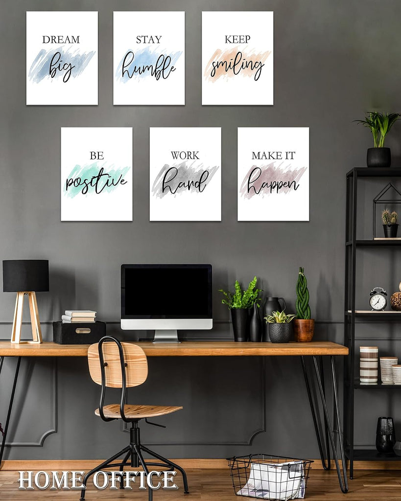 Motivational Wall Decor Inspirational Office Wall Art Quotes 12" x16" Framed Wall Art Encouraging Canvas Posters
