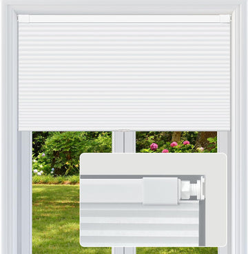 No Drill Cellular Shades Cordless Blackout Honeycomb Blinds 17"Wx36"H White