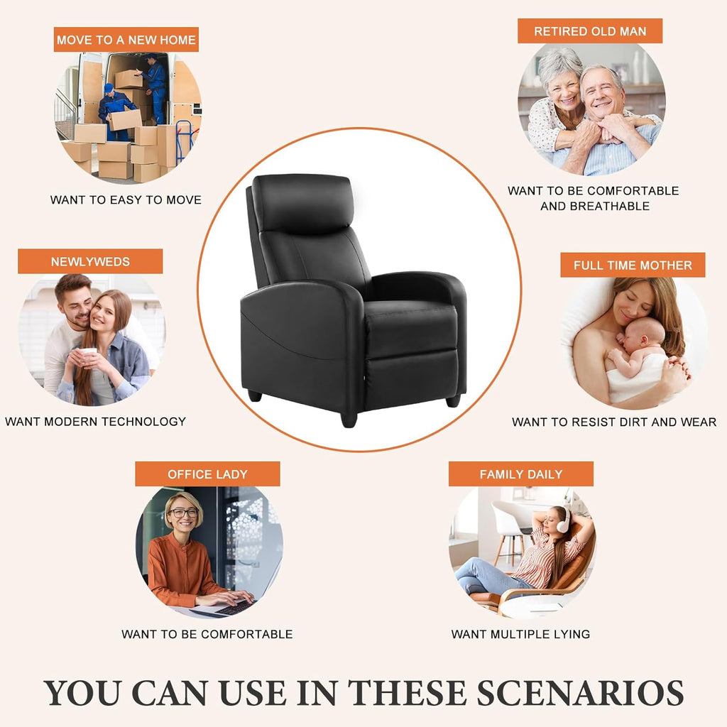 Massage Recliner Chair for Adults, Adjustable Home Theater Seating with Lumbar Support for Living Room