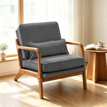 Mid-Century Modern Accent Reading Chair, Grey