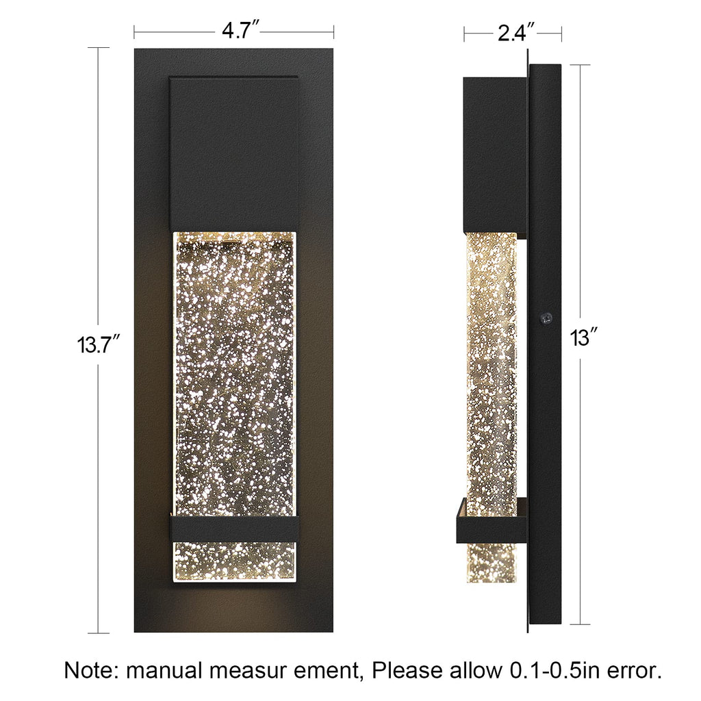 Modern Wall Sconce, LED Wall Light with Crystal Bubble Glass Modern Porch Light Outdoor Indoor Wall Fixture 12W Lumen