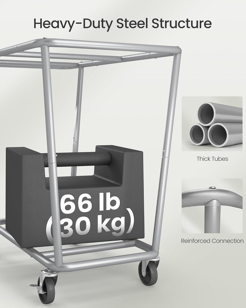Laundry Basket with Wheels, 2-Section Laundry Sorter, 50.2 Gallons (190 L) Rolling Hamper with Removable Bags