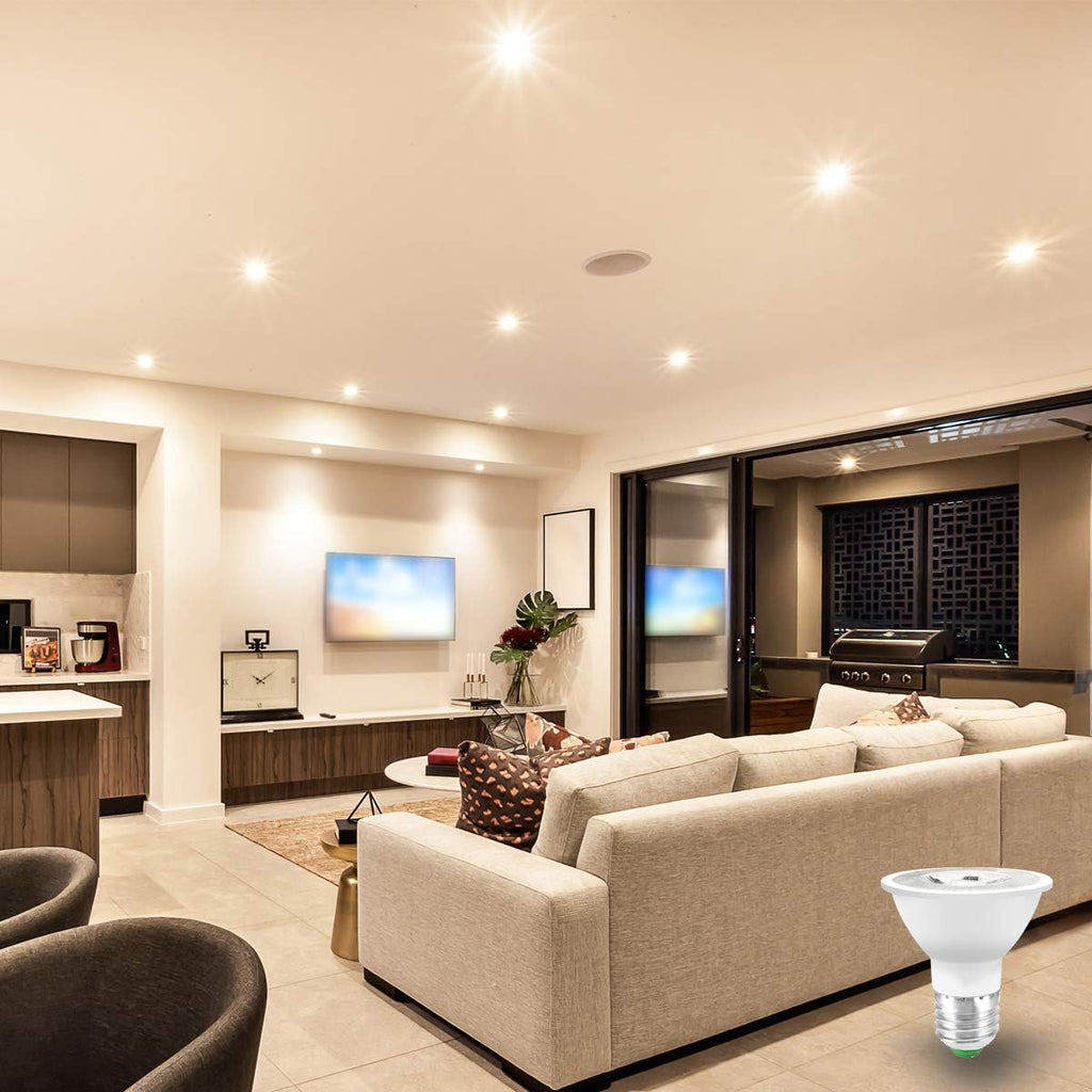 Par16 LED Light Bulbs 40 Watt Equivalent Color Changing E26 Screw Beam Angel 45°, 12 Colors Dimmable Warm White 2700K (Pack Of 8)