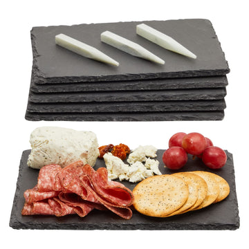 Mini Charcuterie Boards - 6-Pack, 6 x 8.75 in, Black Slate - Slate Charcuterie Boards & Cheese Platter for Sushi &