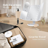 Makeup Mirror, Gifts for Mom Mothers Day, Vanity Mirror with Lights, 2X/3X/10X Magnification, Touch Control, Trifold