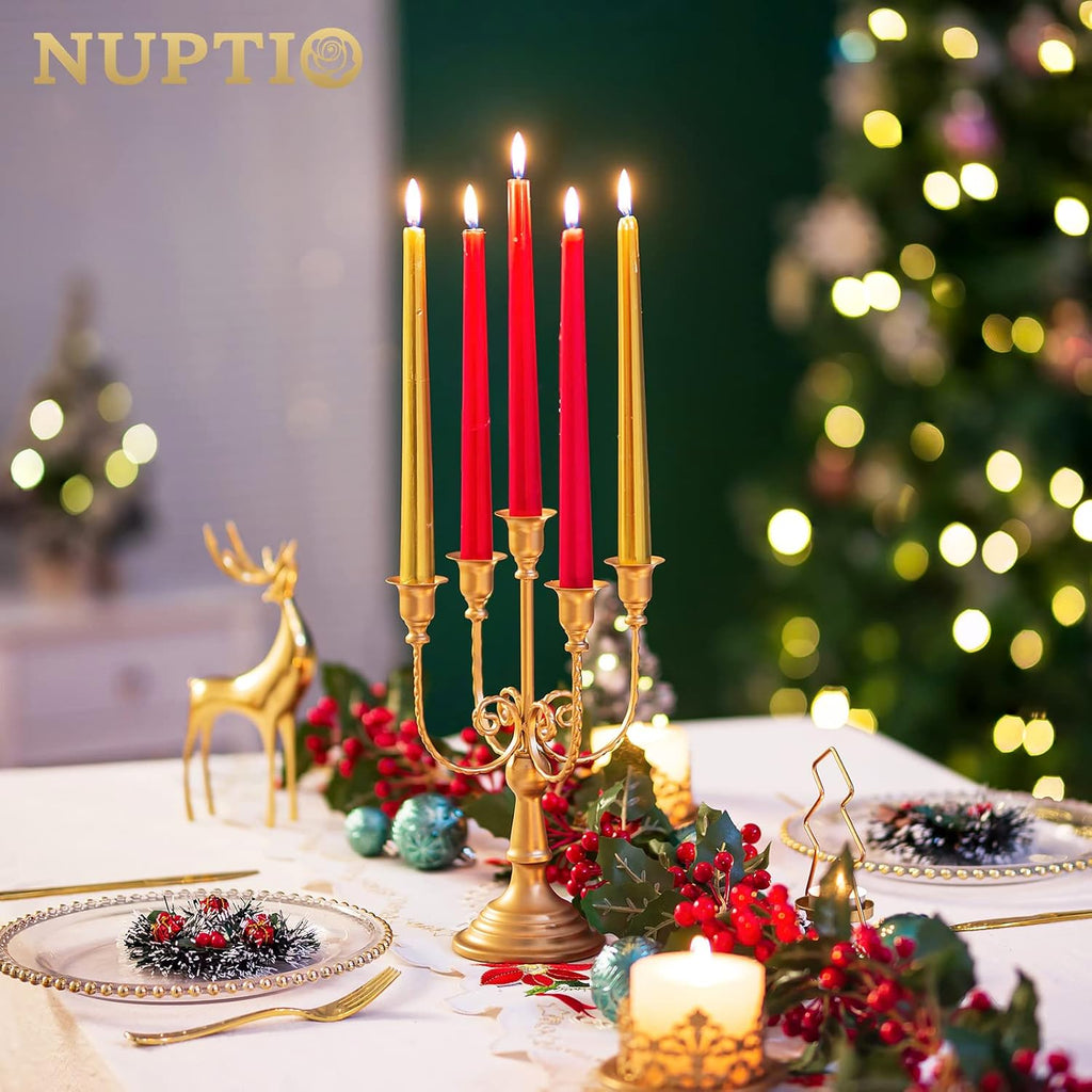 Gold Candelabras Candle Holder Set of 2 Metal Candelabra Centerpieces 5 Branches Candle Stick Stands Candleholder