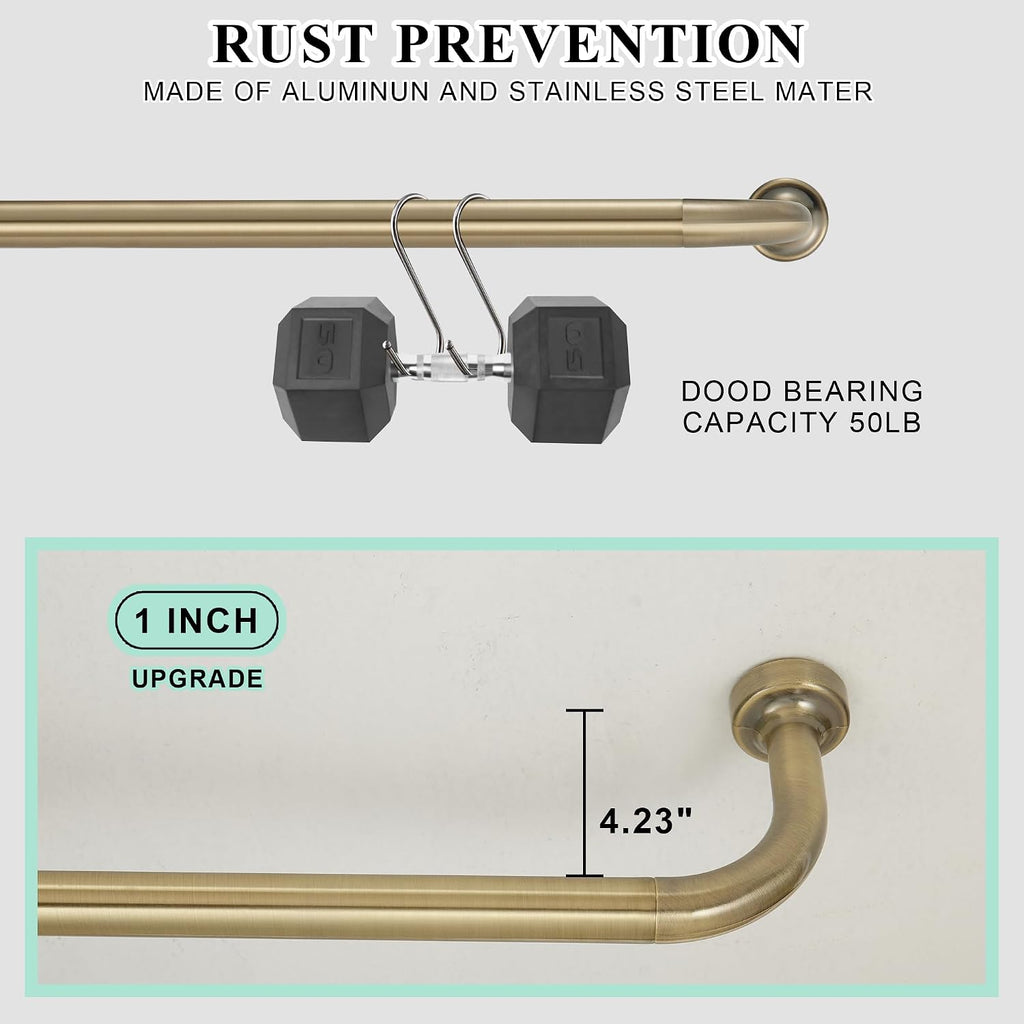 Antique Bronze Curtain Rod - with 1" Diameter Discs, Adjustable Room Darkening Curtain Rod with Aluminum
