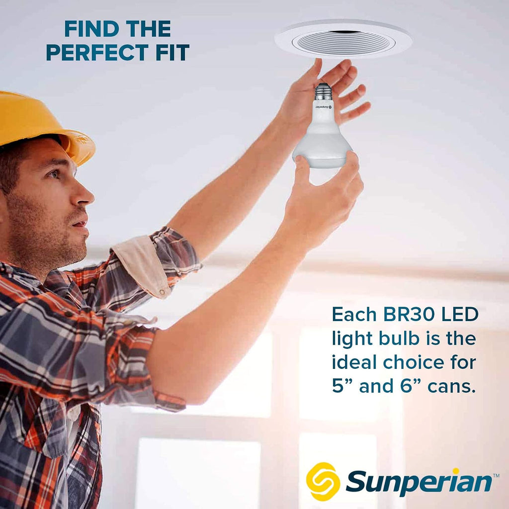 BR30 LED Bulb, 8.5W=65W, 4000K Cool White, 800 Lumens, Dimmable Flood Light Bulbs for Recessed Cans, Enclosed Fixture (4 Pack)