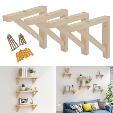 4 Pack Wall Mount Wooden Shelf Brackets Triangle 7 Inch