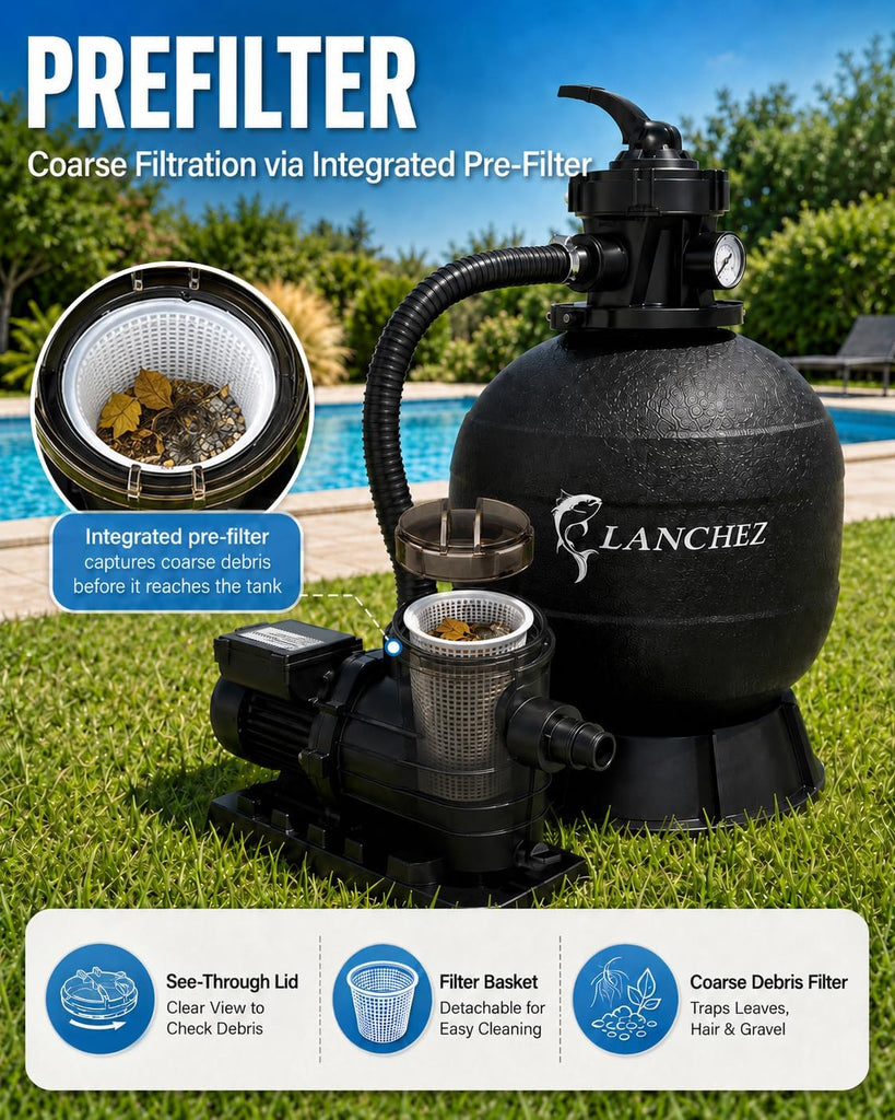 Sand Filter Pump 13" 3/4HP for Above Ground Pool, 3500GPH Pool Pumps Above Ground, Pool Sand Filter with 7-Way Valve