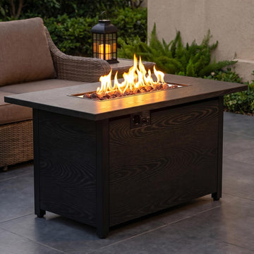 42" Propane Fire Pit Table, 50, 000 BTU Outdoor Gas Fire Table with Lid, 2-in-1 Steel Rectangular Firepits for Outside