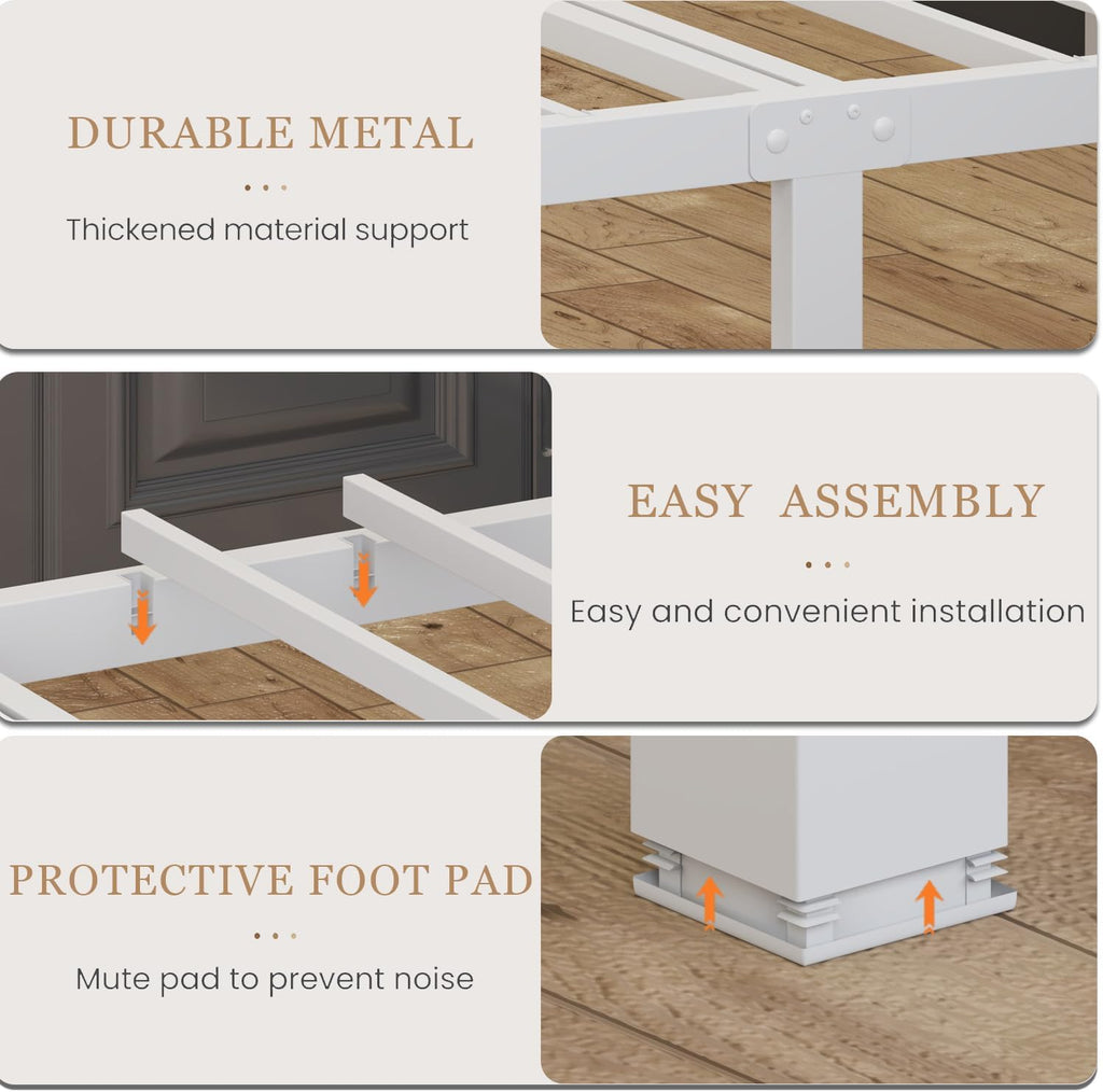 Twin Size Bed Frames with Charging Ports&LED Lights,Heavy Duty Metal Slats Support,No Box Spring Needed,Noise Free,No