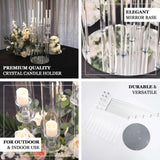 47" Tall - 10 Arms Clear Crystal Cluster Round Candelabra, Pillar Candle Holders with Mirror Base , Party Decorations