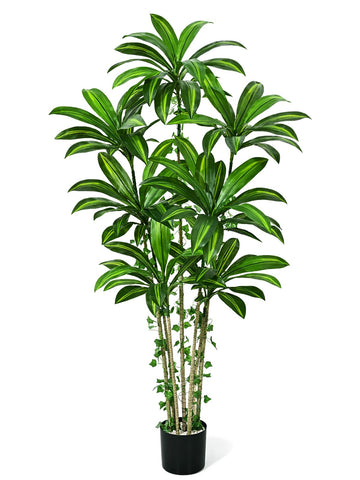 6FT Artificial Dracaena Tree Fake Tall Plant Indoor with Black Planter