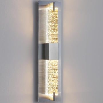 LED Wall Sconce Light: 19 Inch Nickel Modern Sconces Wall Lighting 3000K Dimmable Crystal Wall Lamps Indoor Bathroom
