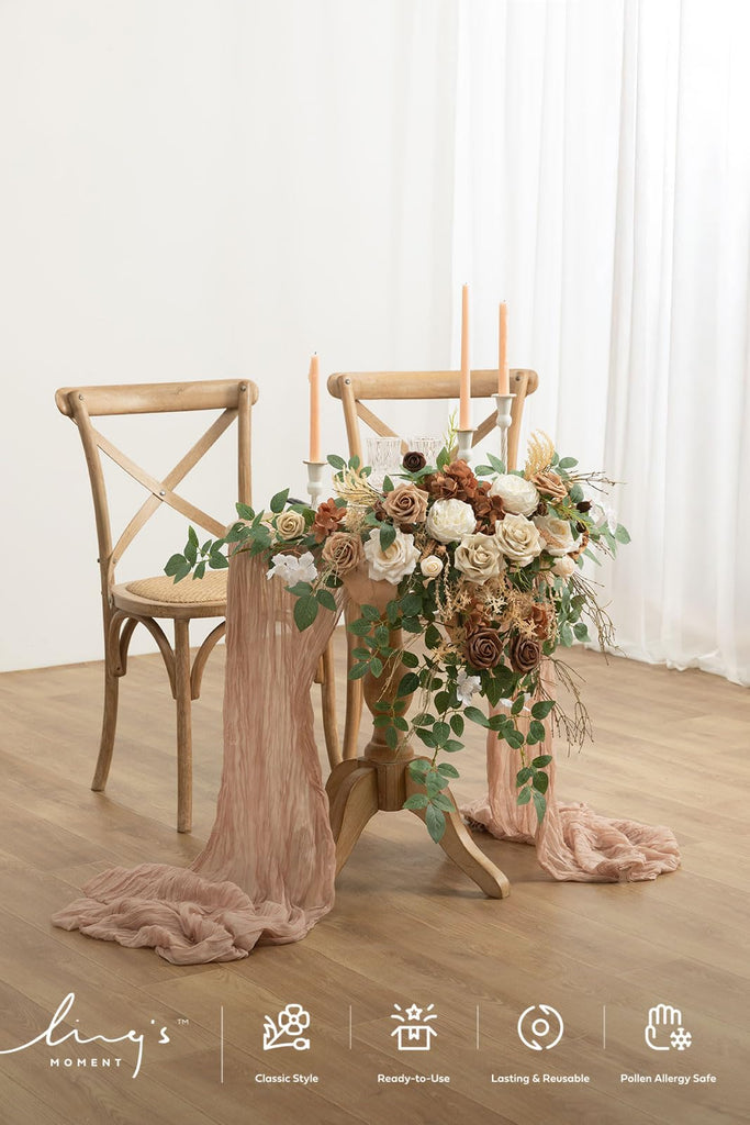 2PCS Artificial Floral Swags, Beige Brown