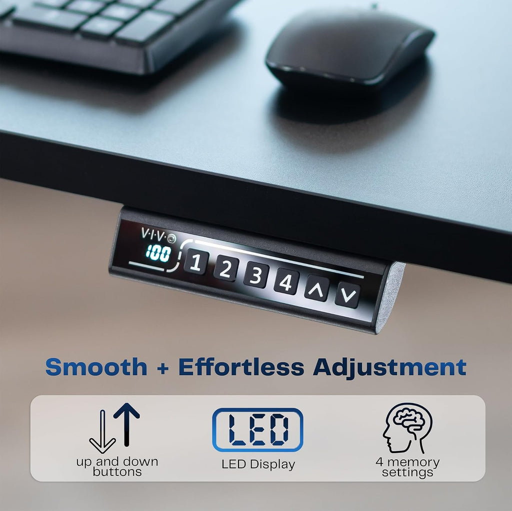 Black 55 x 28 in Standing Desk, DESK-KIT-1B55B | Electric, Holds 220 lbs, Sit Stand, Height Adjustable, Solid