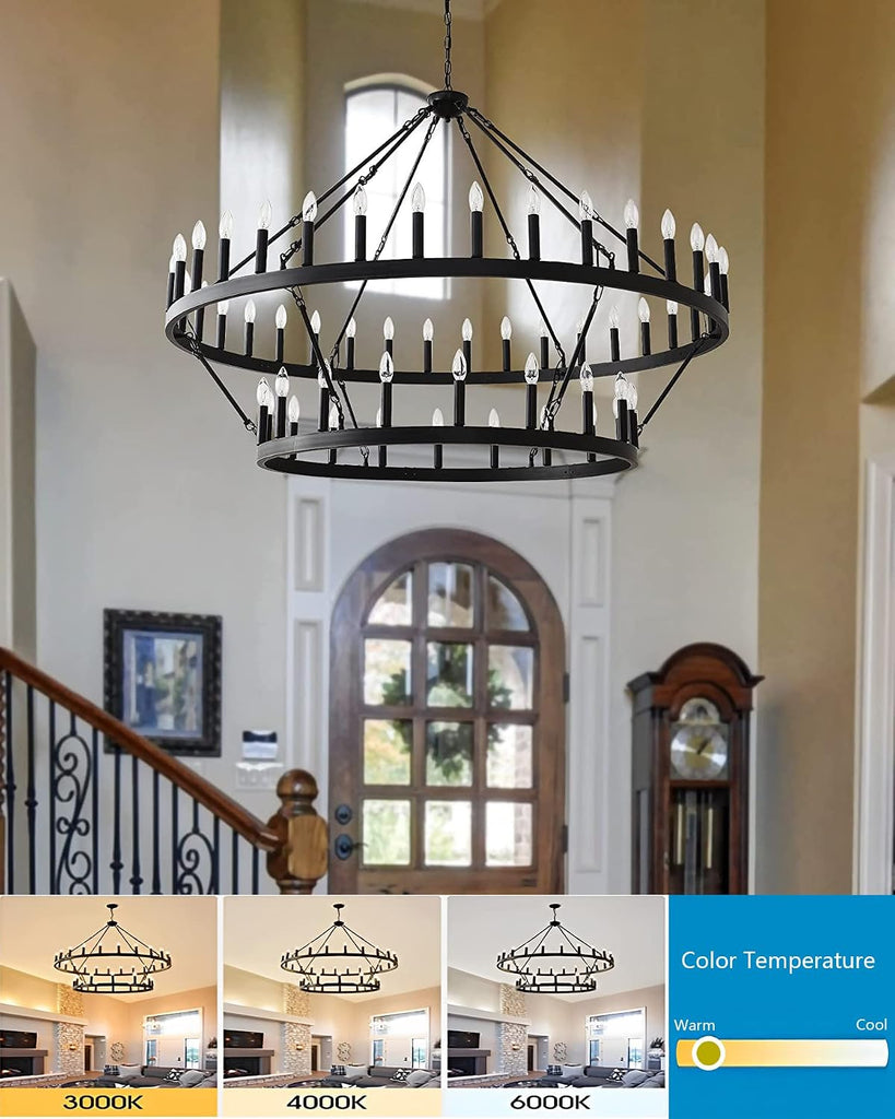 60 Inch Large Black Wagon Wheel Chandelier