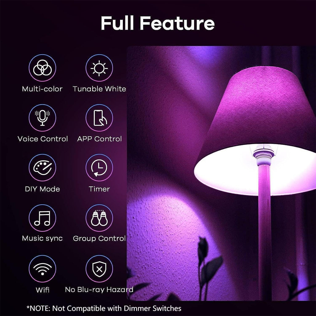 Matter Smart Light Bulb, Smart Bulbs Work with Apple Home, Siri, Alexa, Google Home, SmartThings, Color Changing (3 Pack)