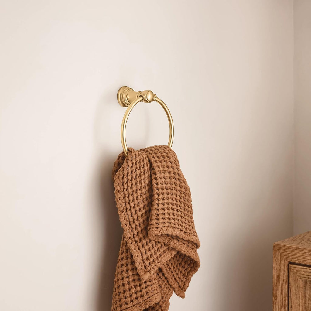 Weymouth Brushed Gold Bathroom Hand -Towel Ring, YB8486BG
