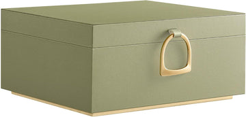 2-Layer Jewelry Box with Handle, Removable Tray, Floating Effect