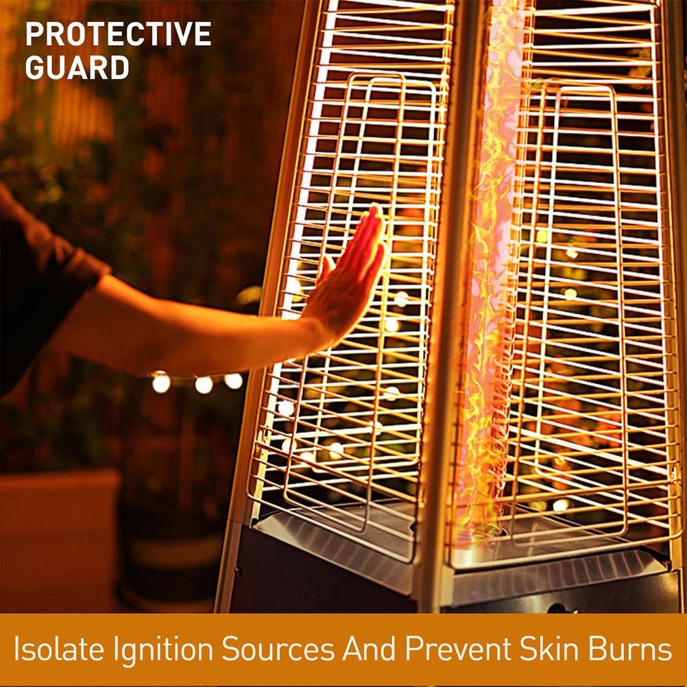 Patio Heater, 48,000 BTU Pyramid Propane Outdoor Heater with Glass Tube Flame, Wheels & Protective Cover, One-Touch