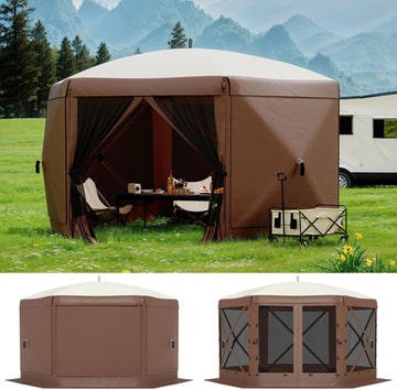13FT Pop-Up Gazebo 6-Sided, Outdoor Canopy Tent with Mosquito Netting & Removable Wind Cloths Parties, Outdoor Events