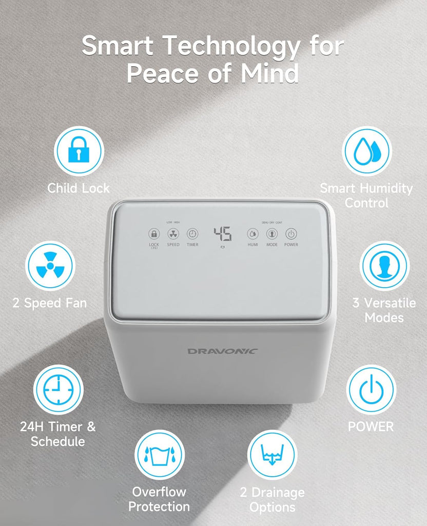 2000 Sq. Ft Dehumidifier for Basement, 30 Pint Dehumidifiers for Home, Bedroom and Bathroom