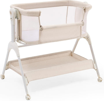 Cuddly Sway Baby Bassinet Bedside Sleeper, 3 in 1 Rocking Bassinet | Full Mesh Sides, Memory Foam Mattress, Cotton