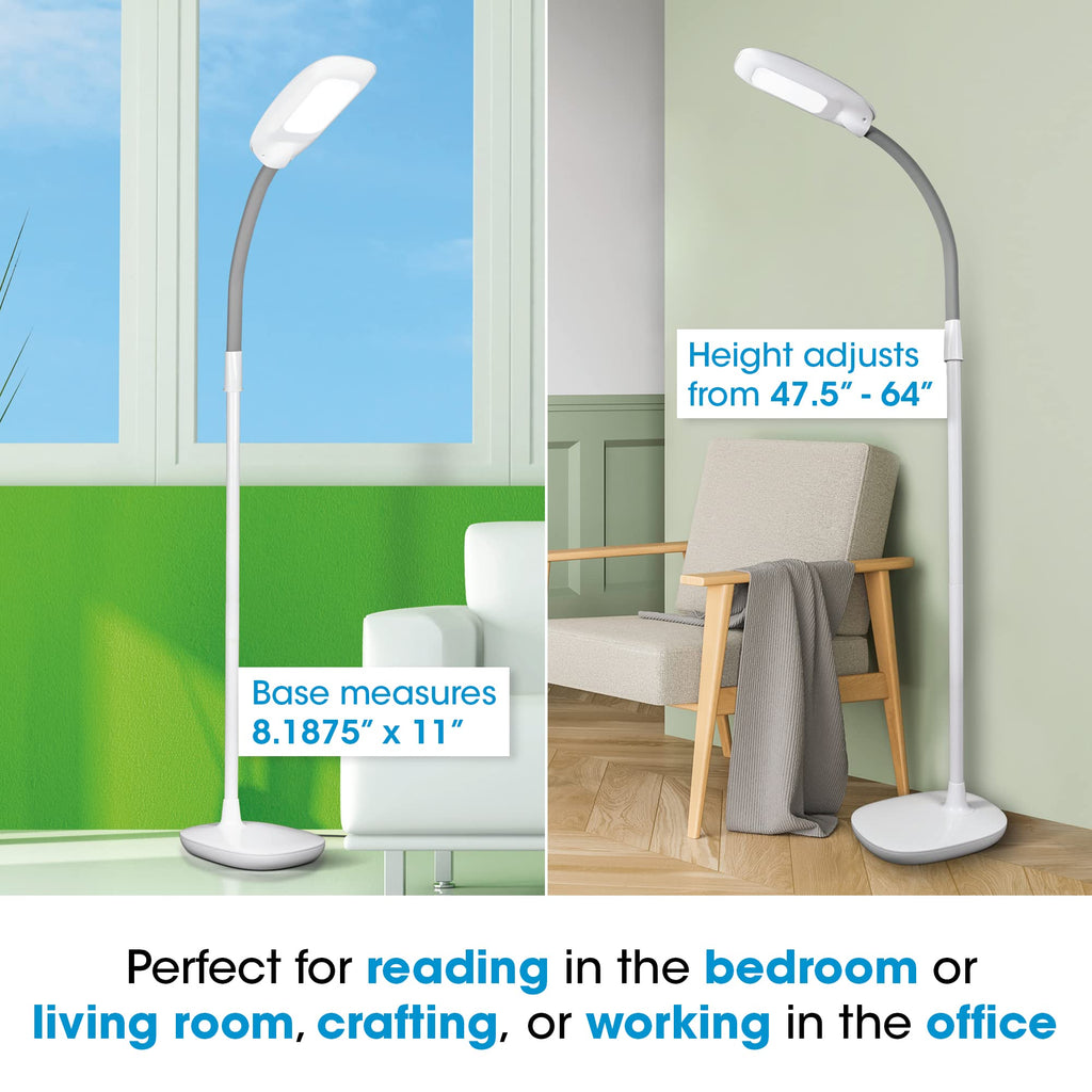 ClearSun LED Floor Lamp, Adjustable Height, White
