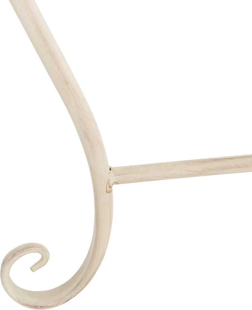 Outdoor - Abia Iron Tree Bench - Distressed White Iron Metal - Vintage Scrollwork Garden Design - Ideal , Deck