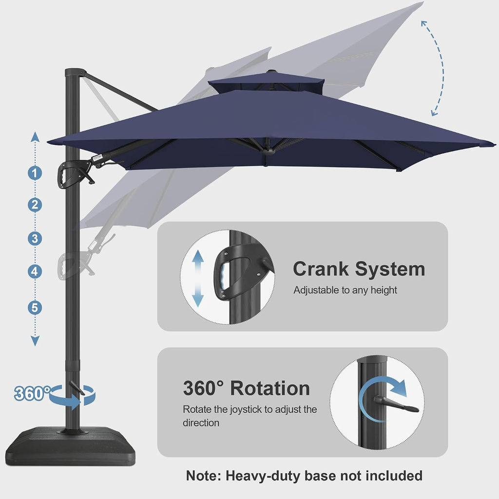 10x10 FT Square Cantilever Patio Umbrella