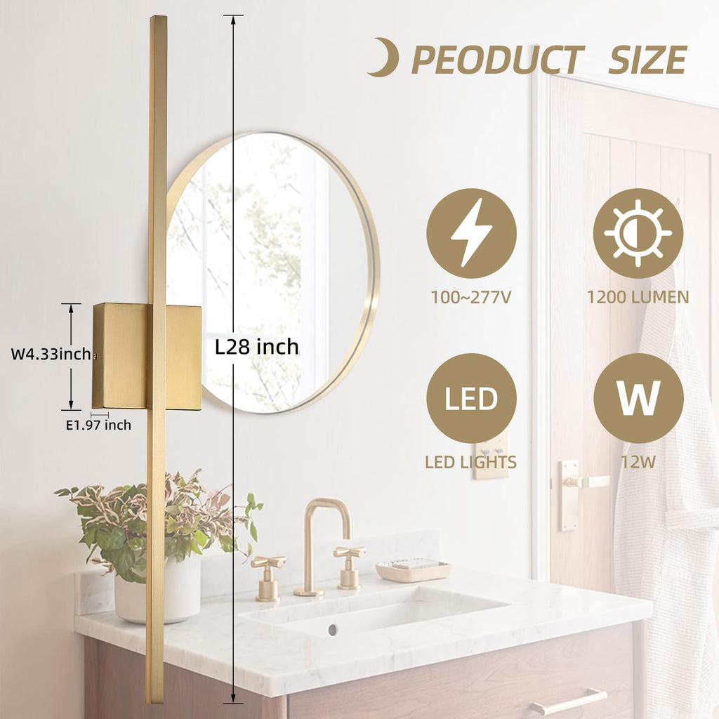 Gold Wall Sconces Set of Two LED Hardwired Dimmable Bedroom