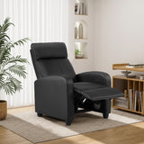 Recliner Chair | No Massage Function | Leather Black | with Lumbar Support, Adjustable Push Back, Wide Armrests