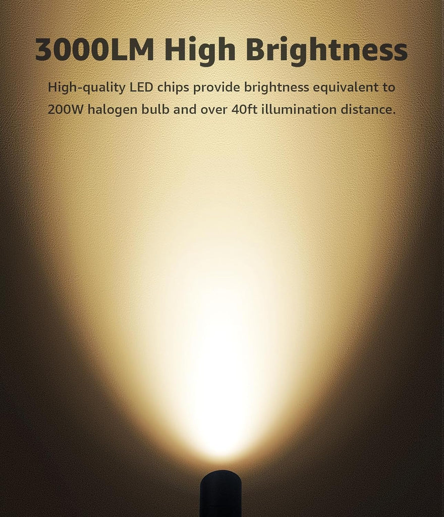 30W Outdoor LED Spotlight 120V Waterproof Landscape Spotlights 3000LM Ultra Bright Spot Lights Outdoor 3000K Warm