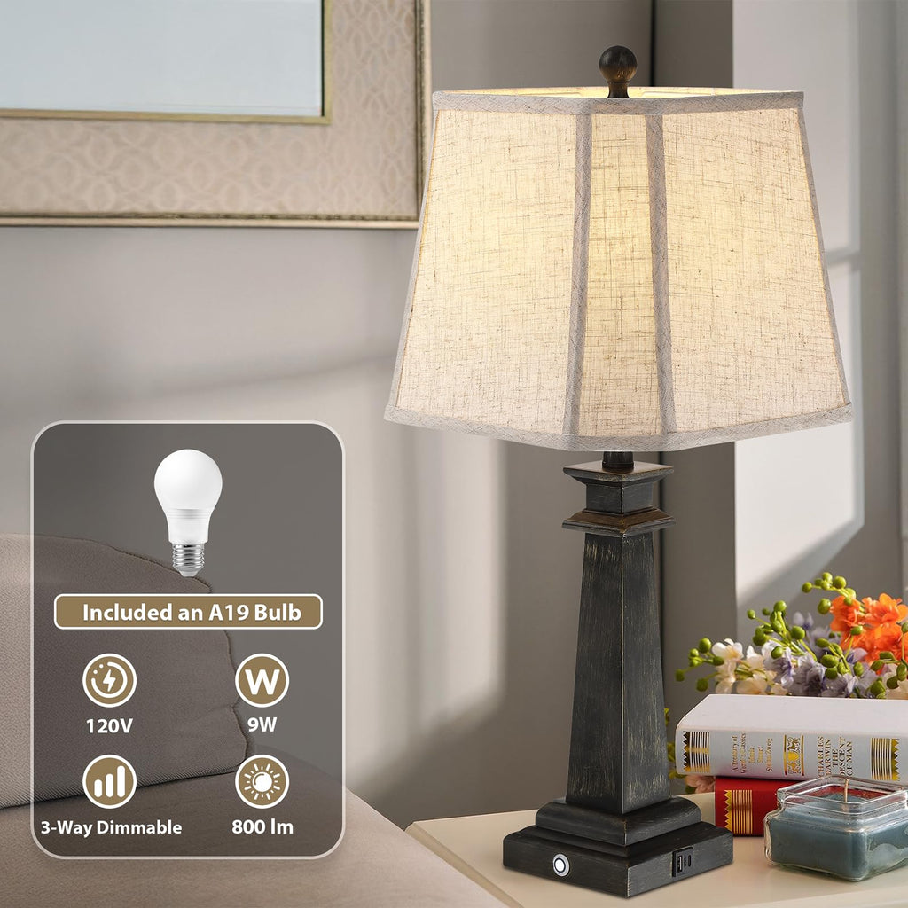 Black Table Lamp, 27.5" Farmhouse Lamp