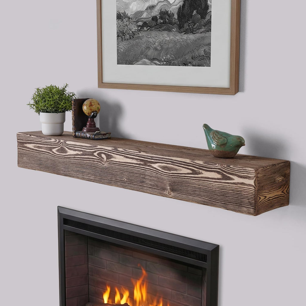 Shelf 72", Extra Wide Rustic Wood Mantles for Over Fireplace, Wall Mounted Floating Mantel Shelves for