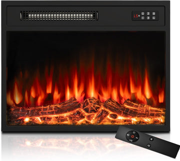 23 inch Electric Fireplace Insert with Stove Heater for TV Stand,LED Realistic Flame,Recessed Mounted Fireplace
