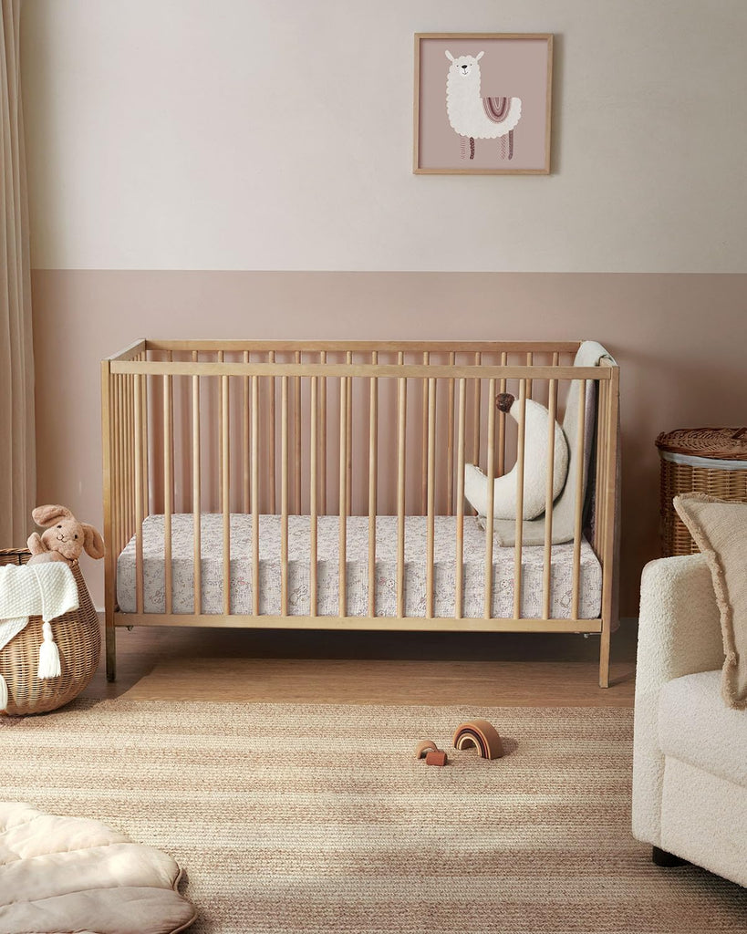 Muslin Crib Sheets, 2 Pack, Blush Bunny Floral & Dusty Pink