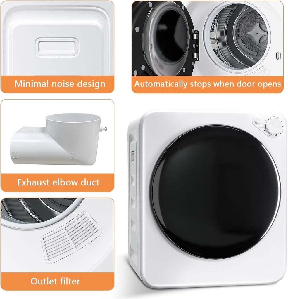 Portable Washer and Dryer Combo Set, 17Lbs Full-Automatic Washing Machine and 1.8 Cu.Ft Portable Clothes Dryer