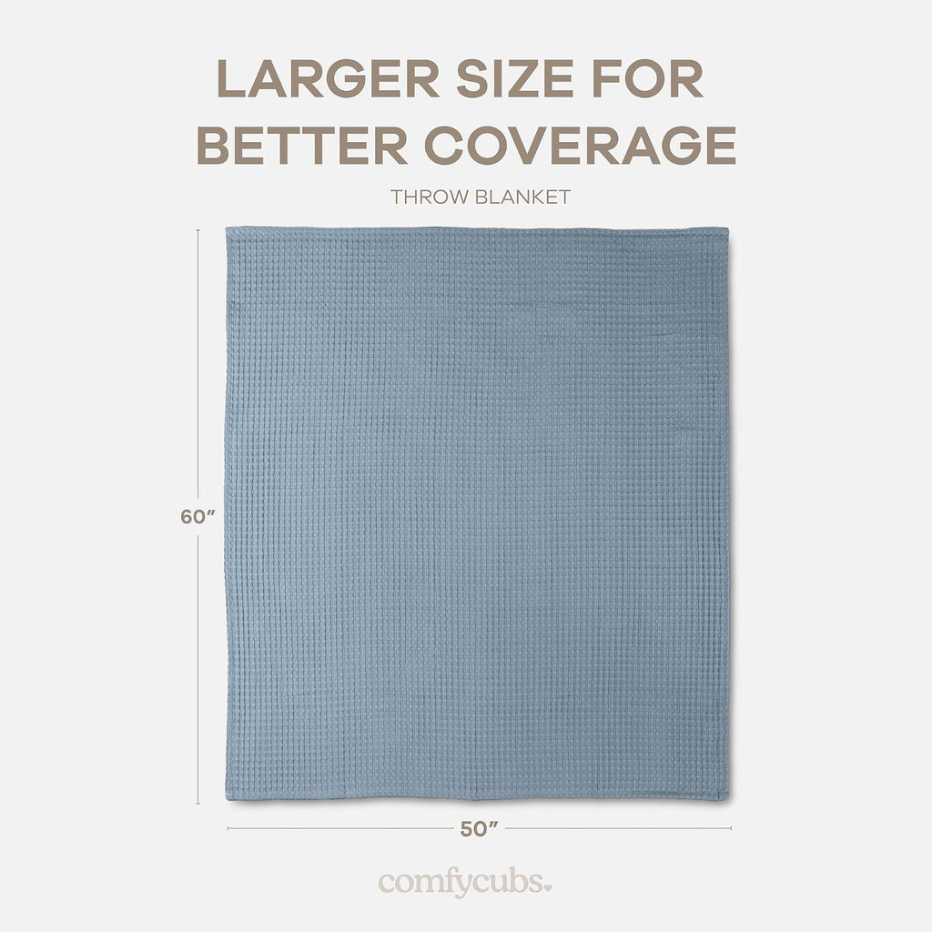 100% Cotton Waffle Weave Throw Blanket Breathable Skin-Friendly Soft Lightweight Blankets - Perfect Warm Textured