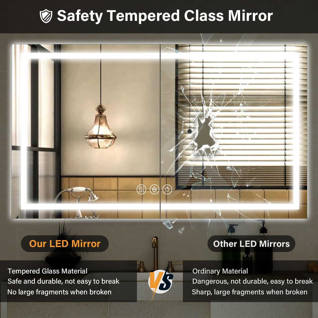 40"X60"LED Bathroom Mirror, Backlit + Front Lit Wall Mirror