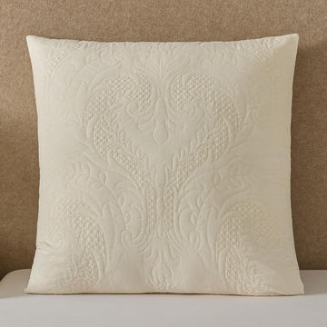 Quilted Euro Shams Ivory Damask Set of 2 26x26 European Pillow Cover