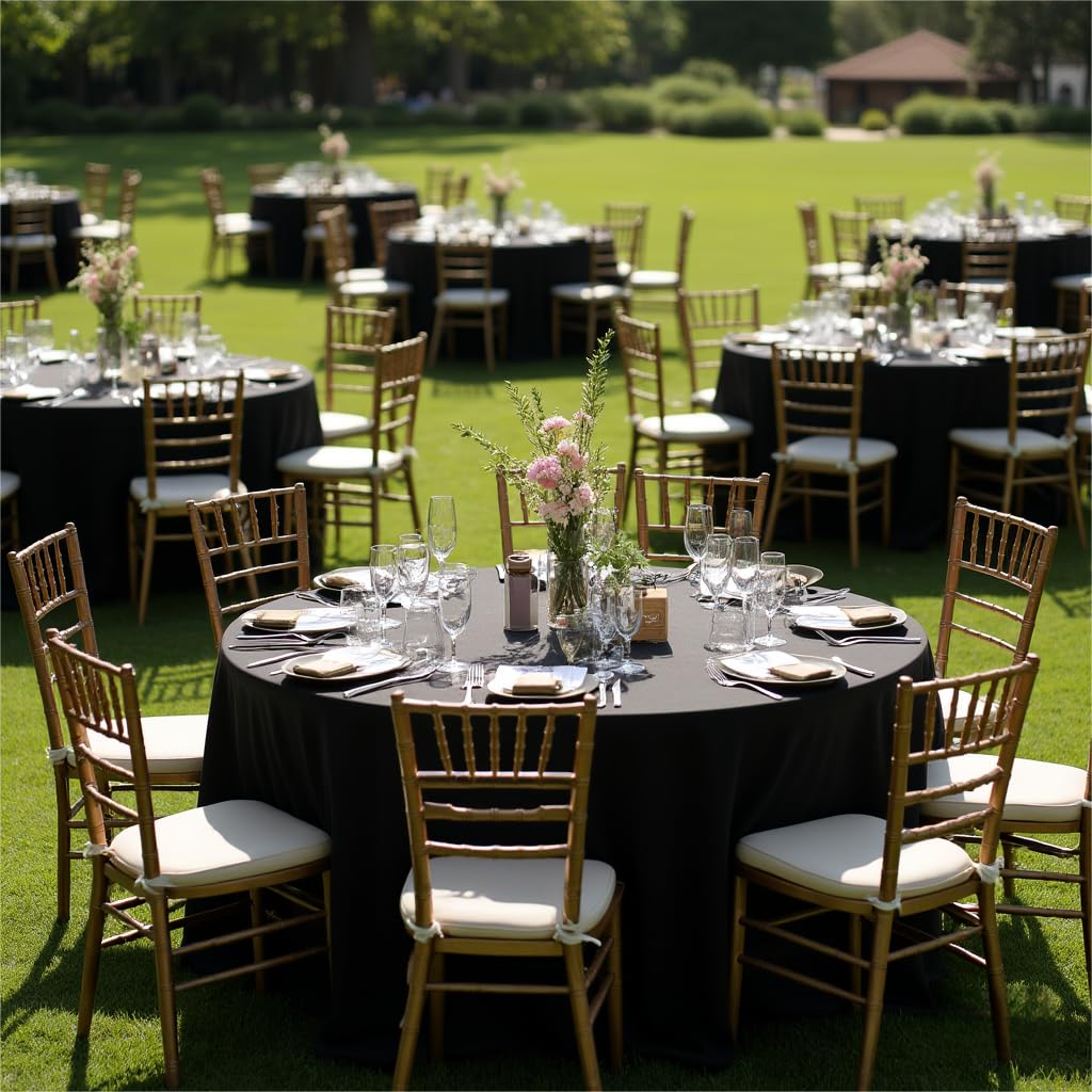 Round Tablecloth, 120 Inch, Black
