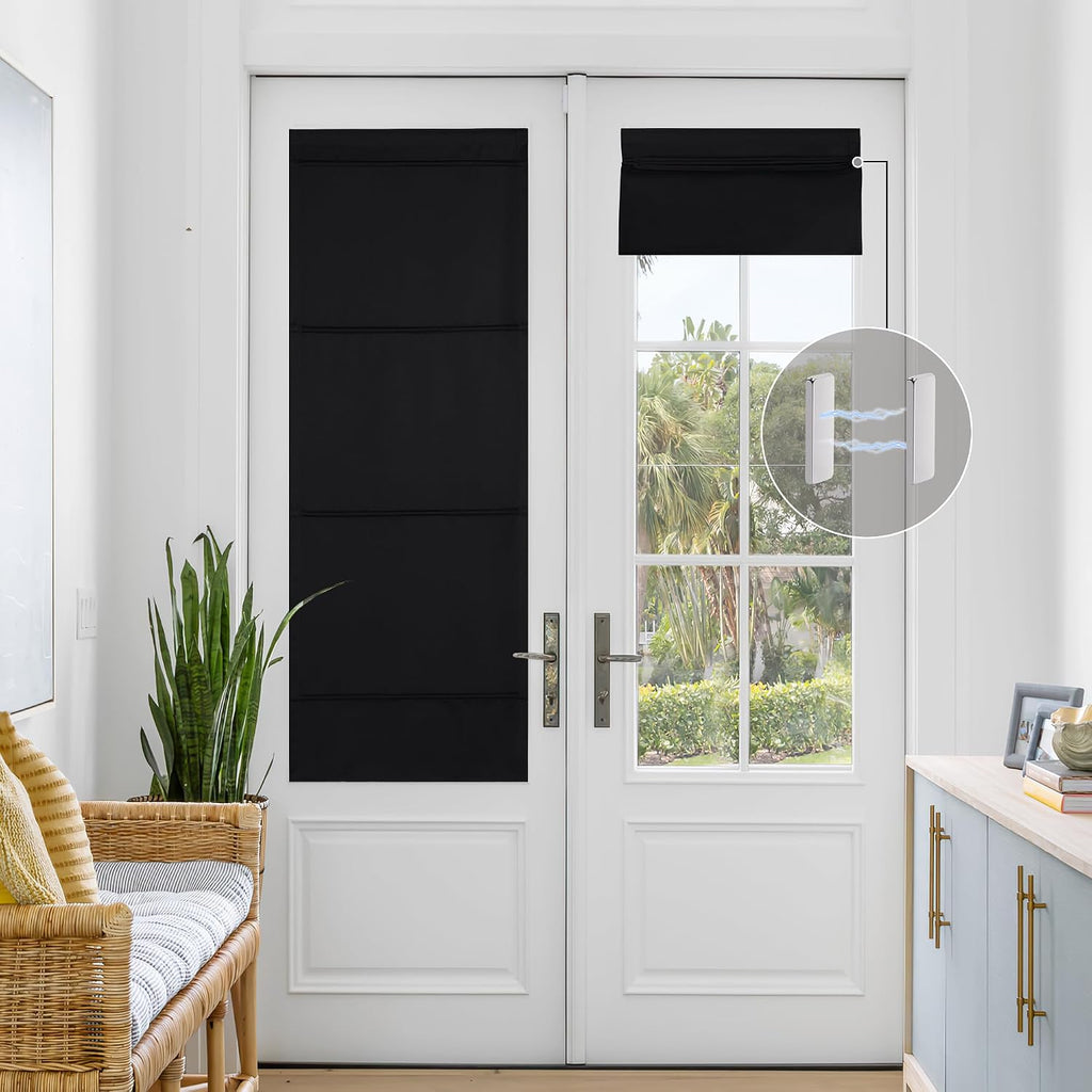 Biscotti Beige No Drill Magnetic Door Roman Curtain for Window